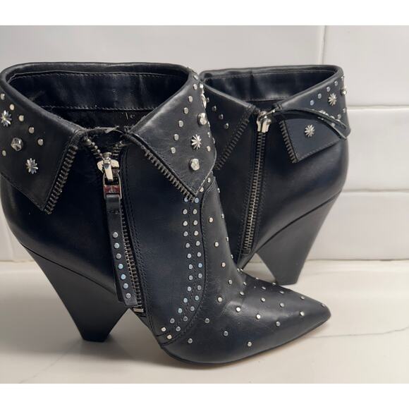 Sam Edelman Royce Studded Ankle Bootie Black Leather - Picture 3 of 12